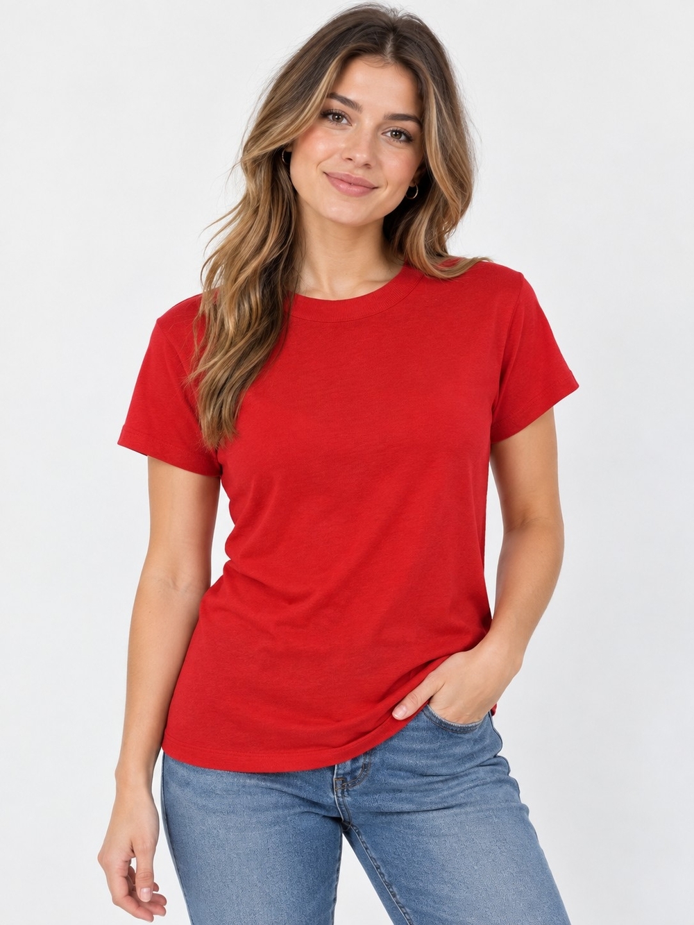 a new day Red Crewneck Short Sleeve Tee - Women